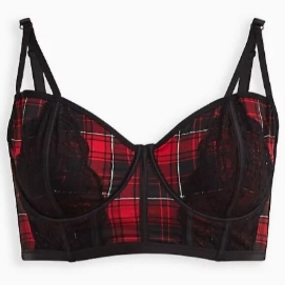 TORRID  UNLINED LONGLINE STRAPPY BRALETTE - PLAID RED SIZE 2 - Picture 5 of 7